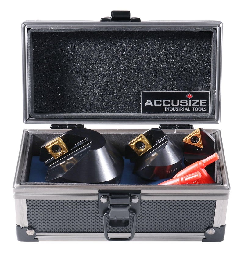 Accusize Industrial Tools 1/4'', 1/2'' and 1-1/4'' 90 Degree Indexable Carbide Countersinks, 0046-0990 - Image 1
